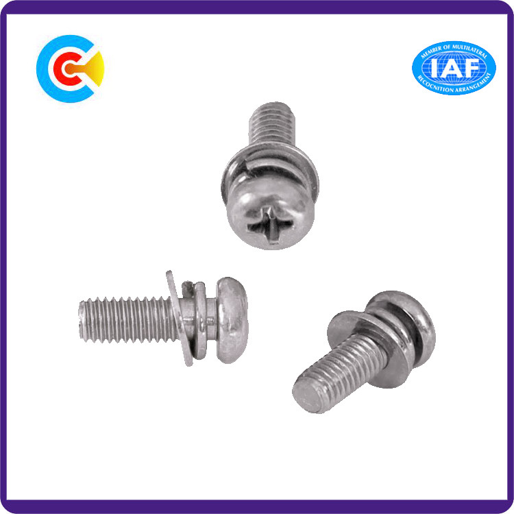 Stainless Steel M6 Pan Head Cross/Phillips Screws with Washer/Spring