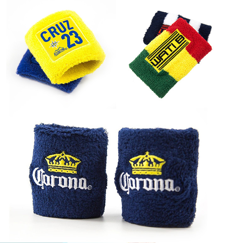 Promotion Gift Custom Premium Running Embroidery Logo Lightweight Various Colors Elastic Absorb Sweat No-Slip Twill Terrycotton Towel Stripes Sport Wristband