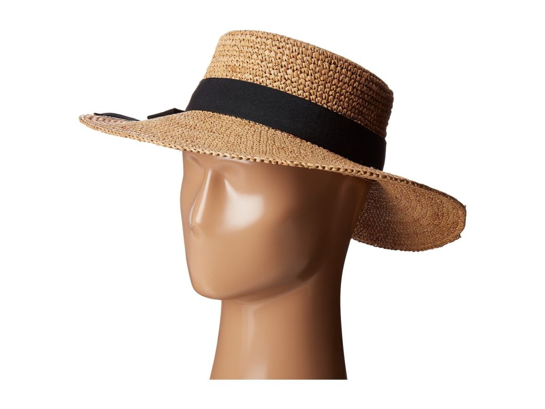 BSCI Audit Bowknot Crochet Straw Boater Hat Wholesale with Grosgrain Hatband for Women