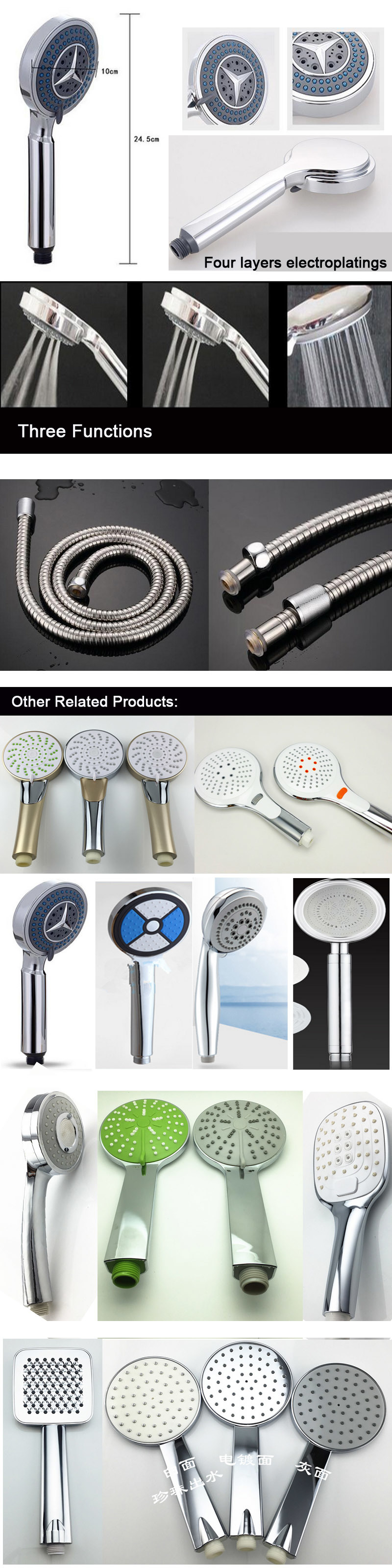 Single Function Big Rainfall Chrome Hand Shower; Shower Head; Sanitary Ware Accessory