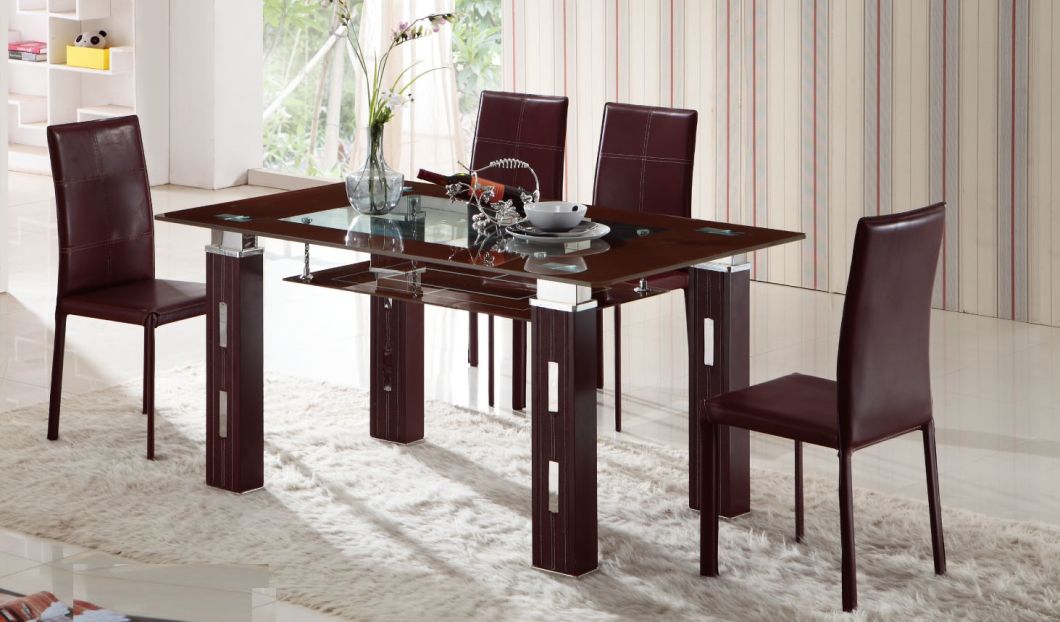 Glass dining sets dining table dining chair restaurant furniture home furniture modern new design furniture 1+4 1+6