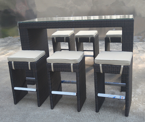 2018 New Design Rattan Weaving Bar Table Set Outdoor Furniture