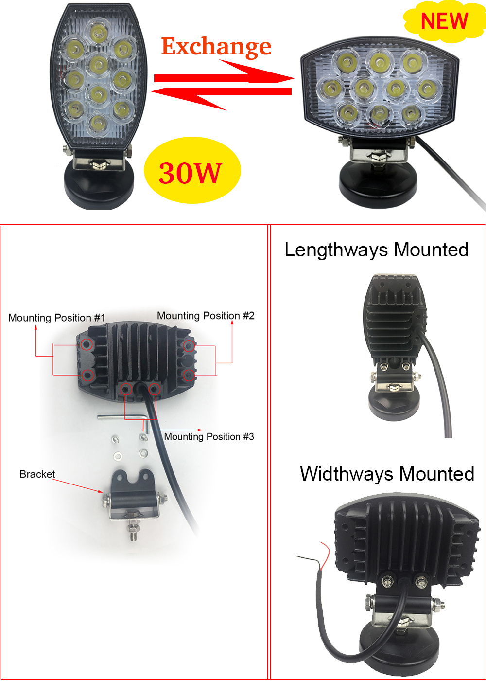 New 4inch 30W LED Work Light LED Fog Light LED Driving Light LED Spotlight Floodlight