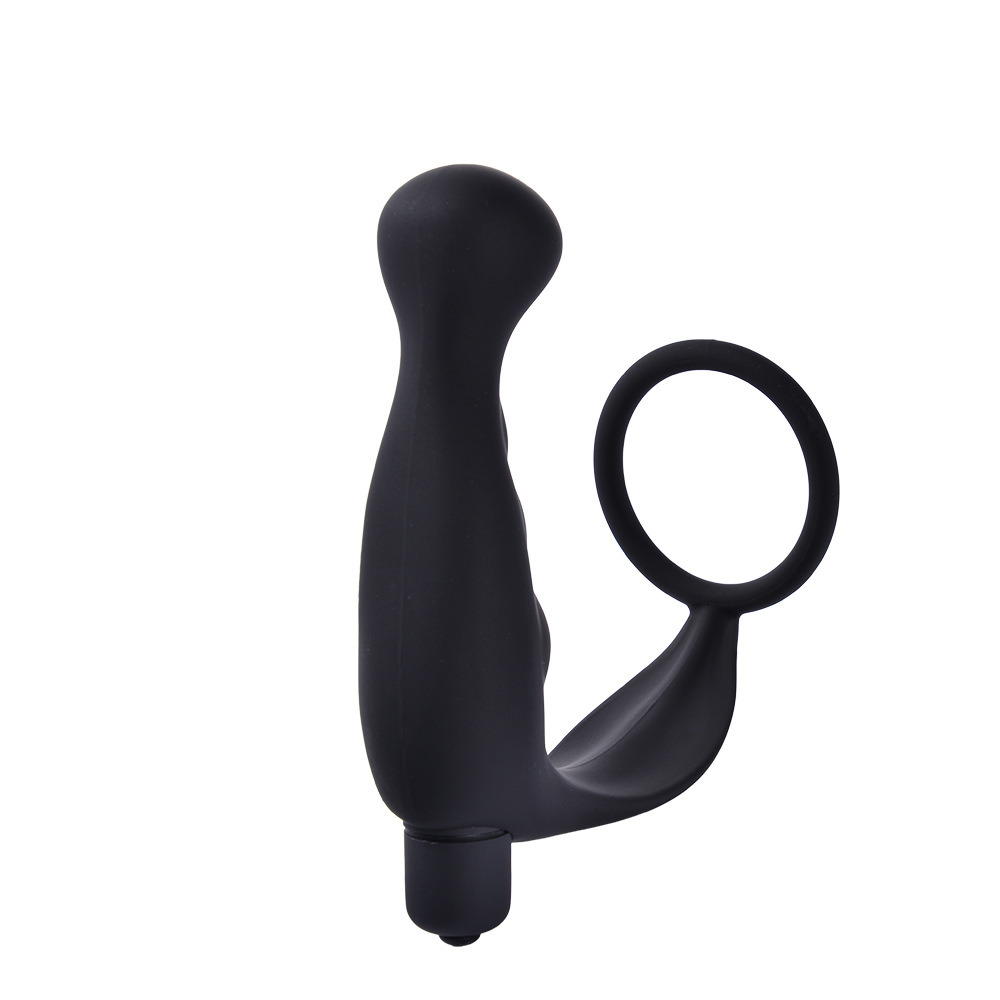 Full Silicone Vibrating Cock Ring and Butt Plug Sex Toy