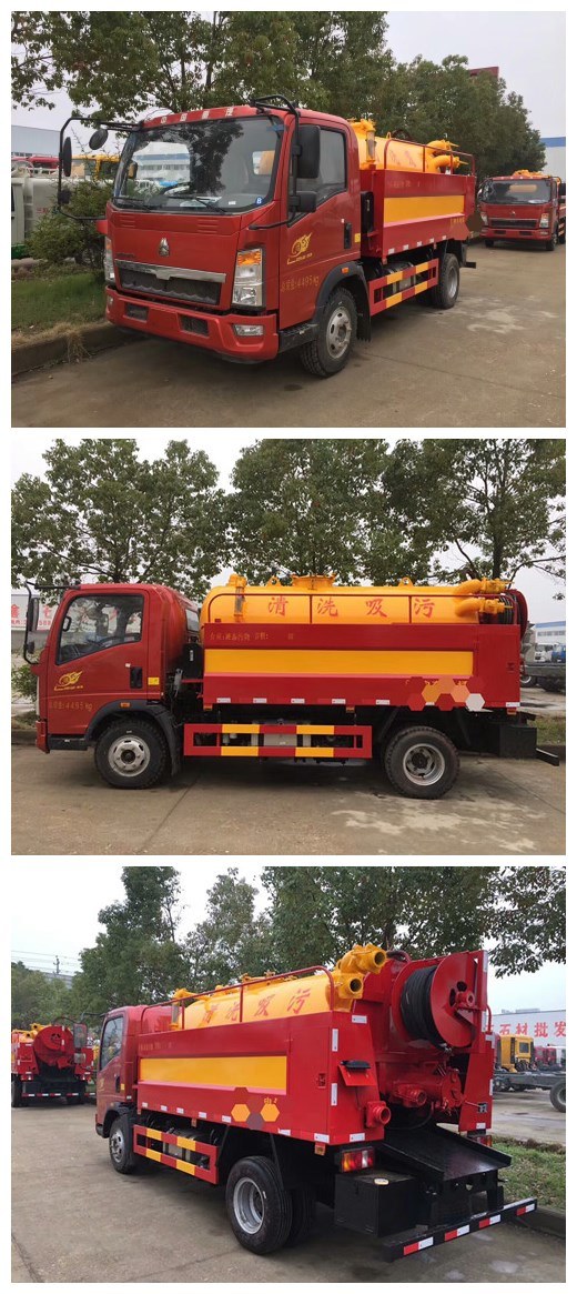HOWO 4X2 6cbm Vacuum Sewage Suction Water Jetting Truck for Sale