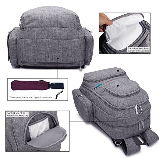 Large Capacity Multi-Function Mummy Diaper Backpack Bag