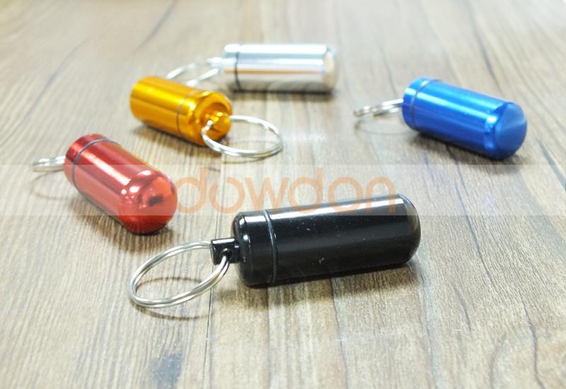 Mini Aluminum Travel Pill Box Metal Case Bottle Holder Container with Keychain Support Customize