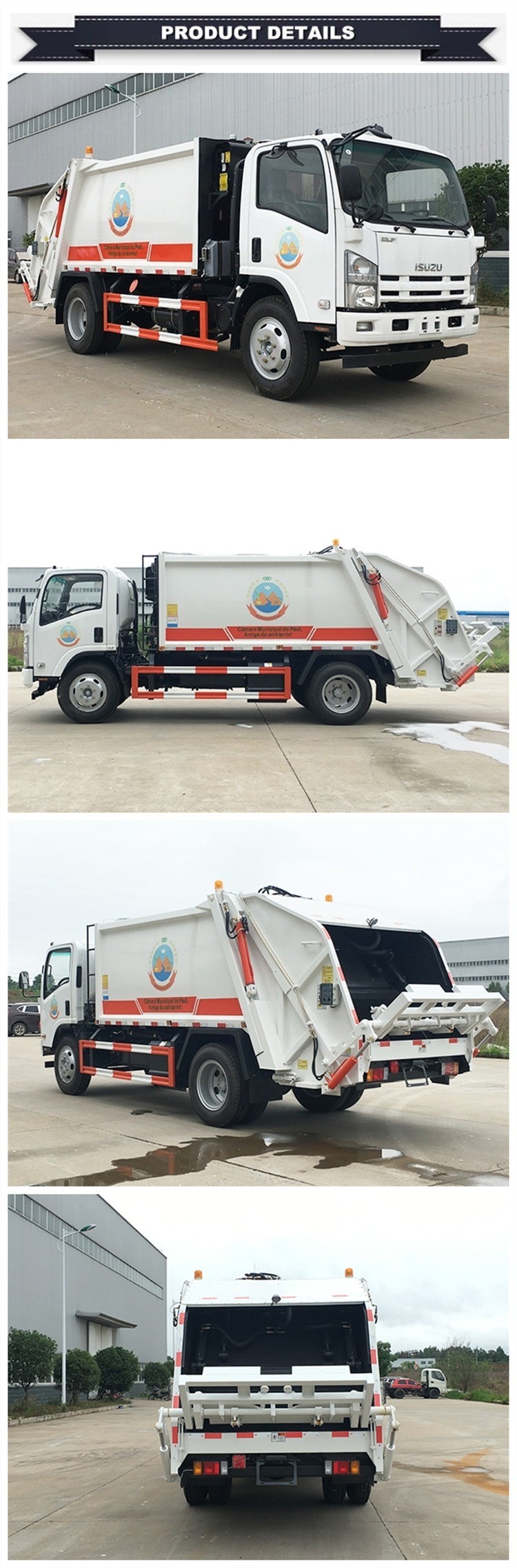 Isuzu 700p 6 Ton Capacity 8m3 Container Compression Garbage Collection Sanitation Truck