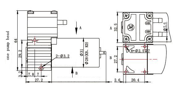 DC Diaphragm Single-Head Diaphragm High Flow Miniature Brush Ink Water Pump