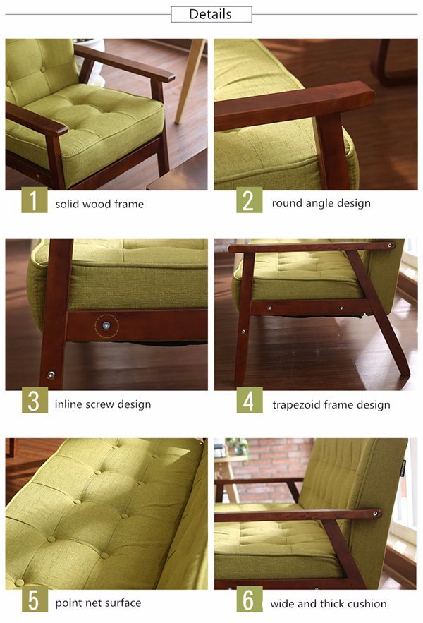 Cafe Store Fabric Wood Sofa Chair Lounge Sofa