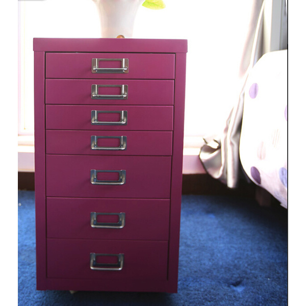 7 Drawers Movable Metal Bedstand Filing Cabinet