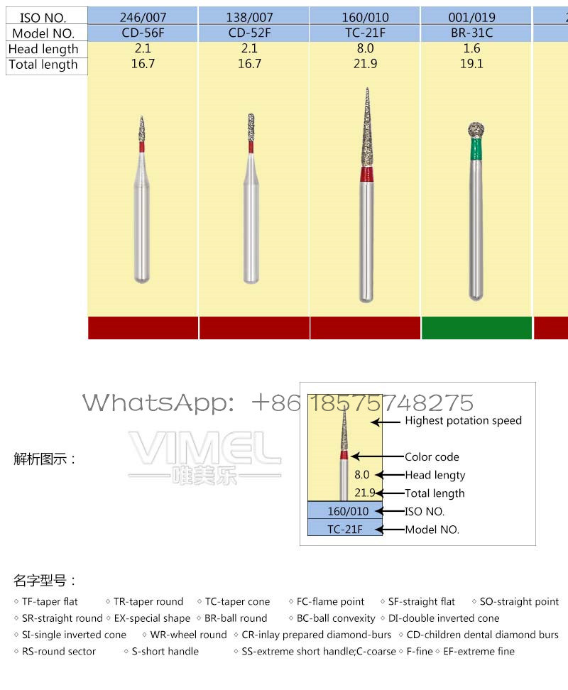 High Speed Dental Burs Diamond Drill