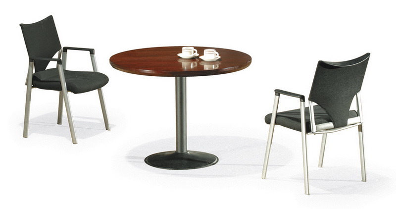 Round Shape Small Wood Meeting Confee Table with Metal Base (H201)