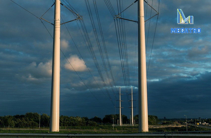 Megatro 380kv Monopole Transmission Steel Tower