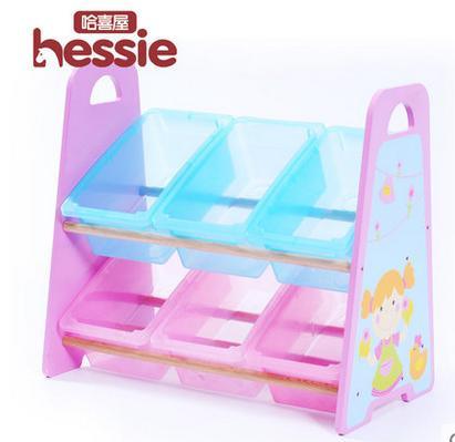 Wooden Toy Storage Shelf Plastic Bin Tidying Box Furniture Toy