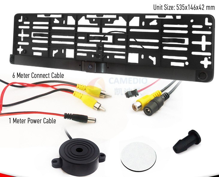 3 in 1 European Number Plate Rear View Camera Parking Sensor System