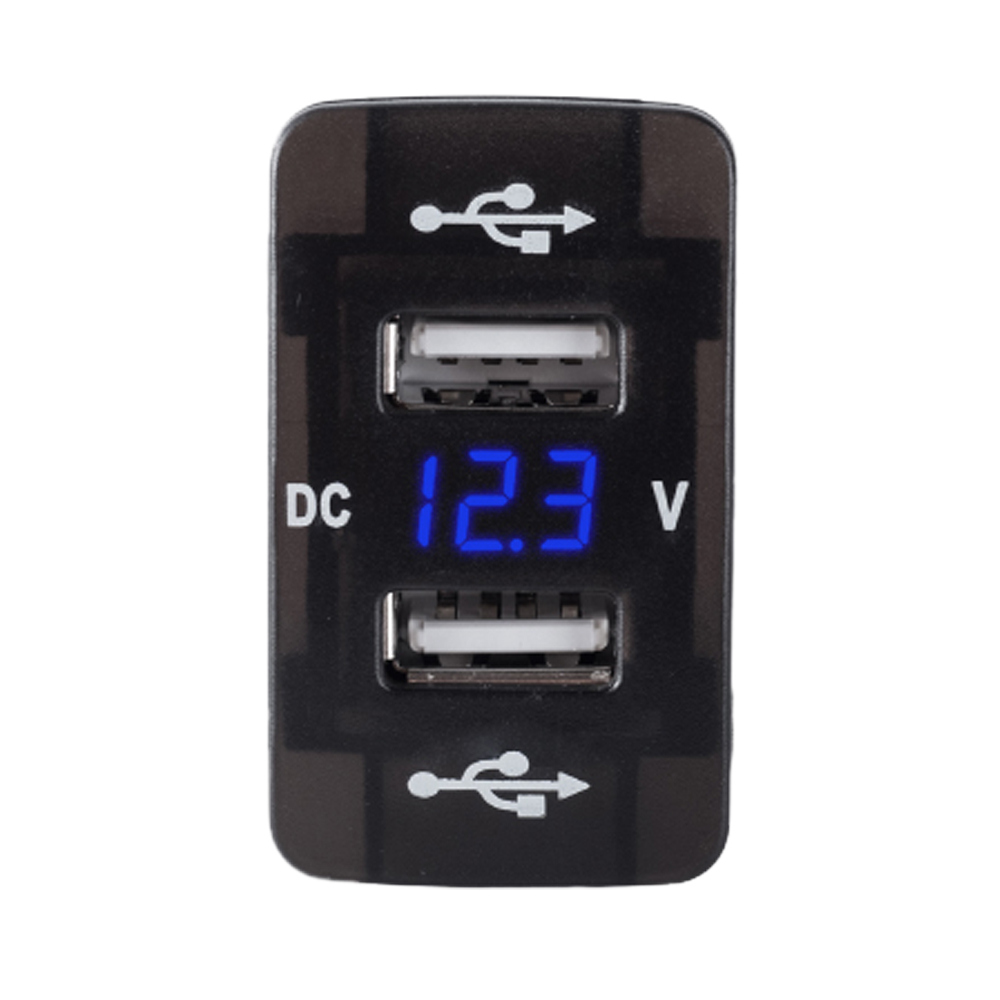 DC 12-24V Dual USB Port Car Charger Cigarette Lighter Socket Power Adapter with LED Digital Voltmeter Meter Monitor for Honda