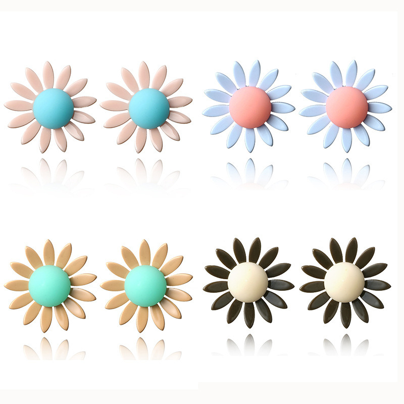 2018 Candy Color Resin Flower Stud Earrings for Women Gift Jewelry