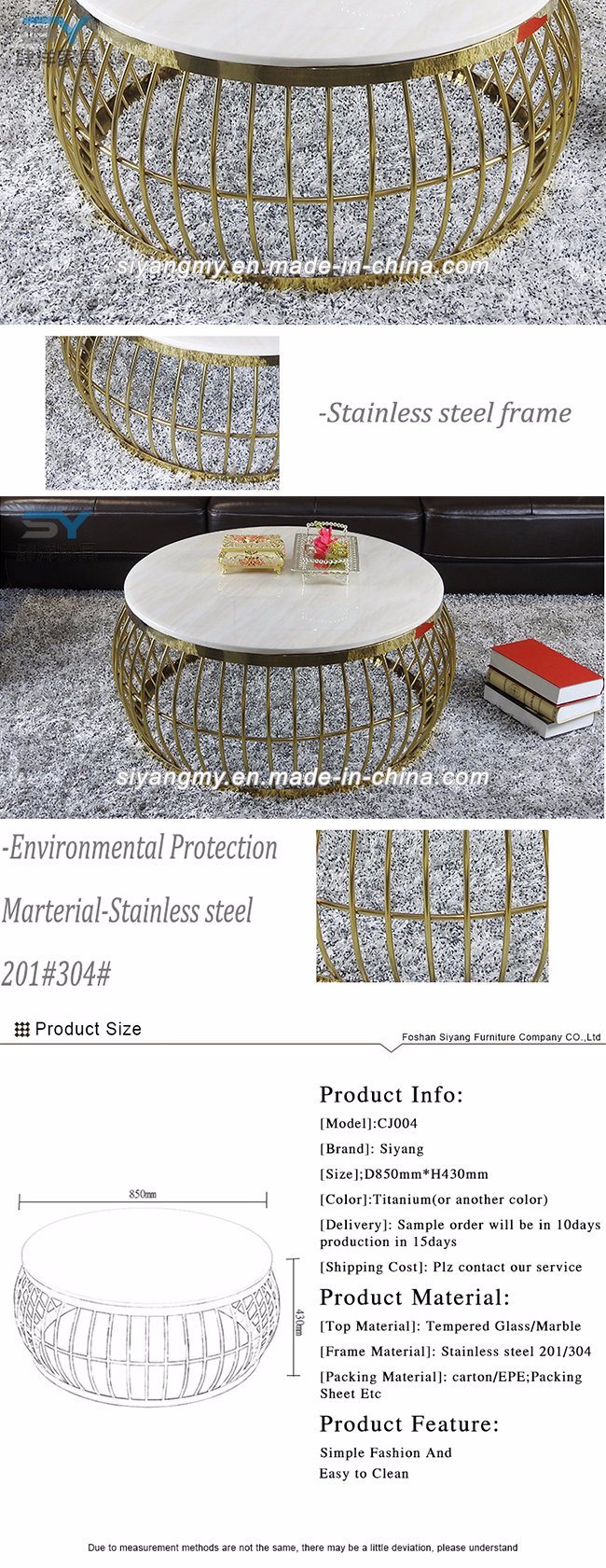 Special Design Stainless Steel Glass Coffee Table