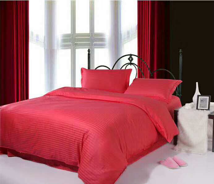 Cotton Stripe Hotel Bedding Set. Comforter Set Bed Linen