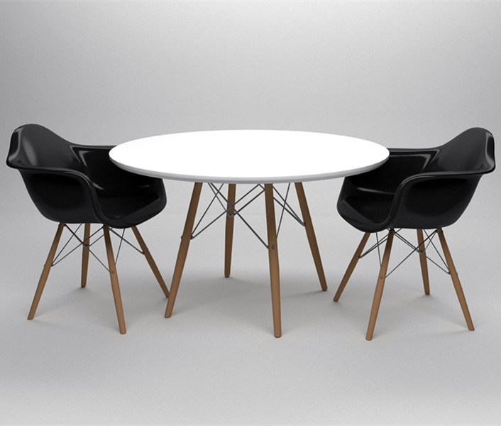 Round Dining Table with Wood Legs