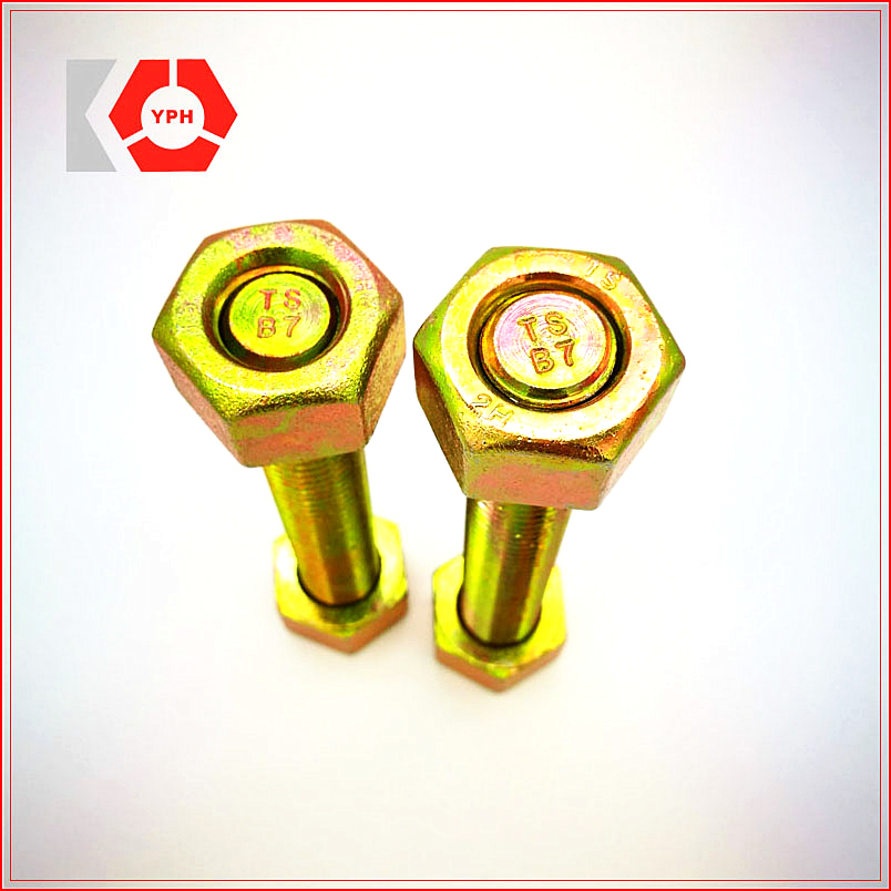 ASTM A193 Gr. B7 /A194 Gr. 2h Carbon Steel Zinc (YELLOW) Plated Stud Bolt