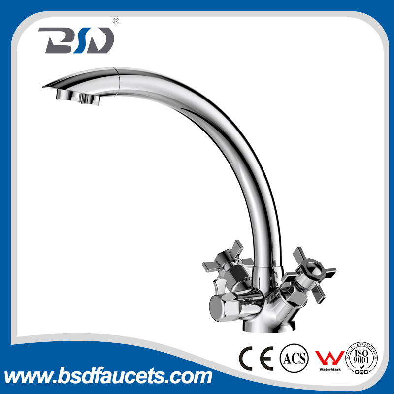 Double Handle 3-Way Kitchen Faucet for RO and Hot/Cold Water