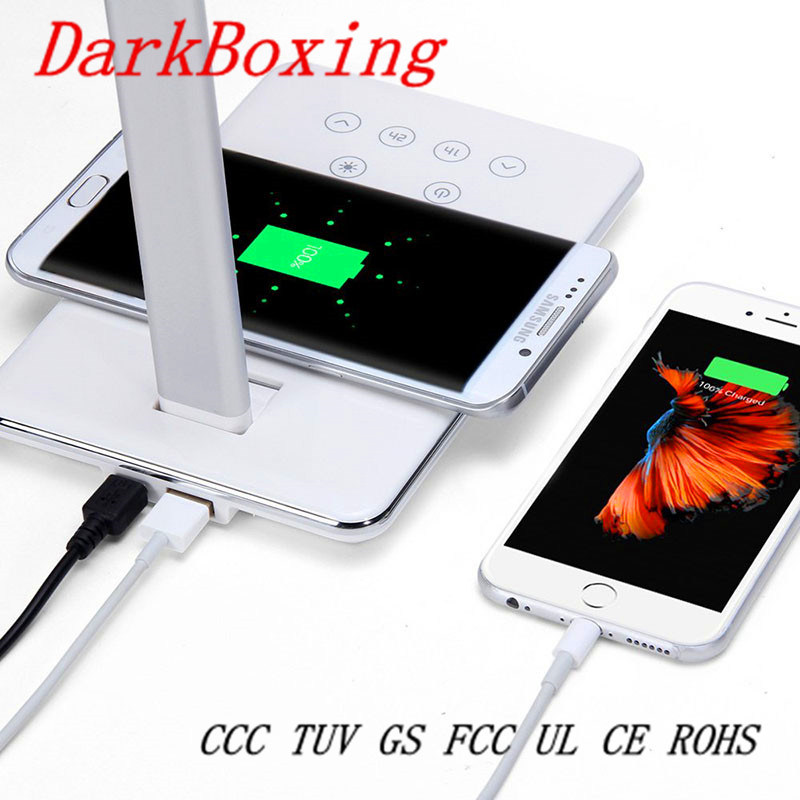 Phone Battery Wireless Charger with Touch LED Light Table Lamp