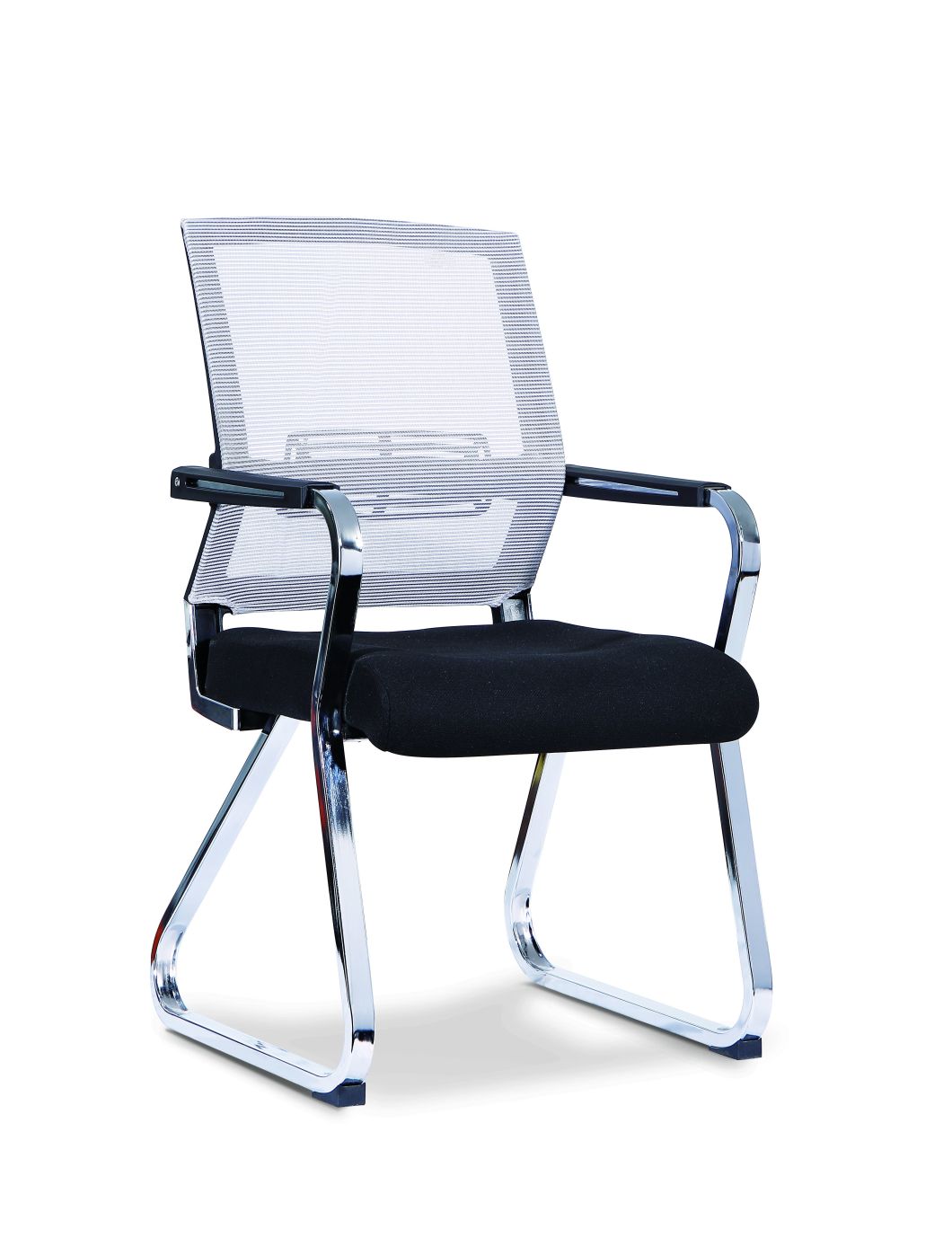 Black Mesh Metal Legs Arm Bow Public Visitor Reception Hardware Chair