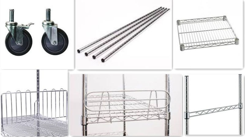 Industrial Metal Storage Wire Shelving with Casters