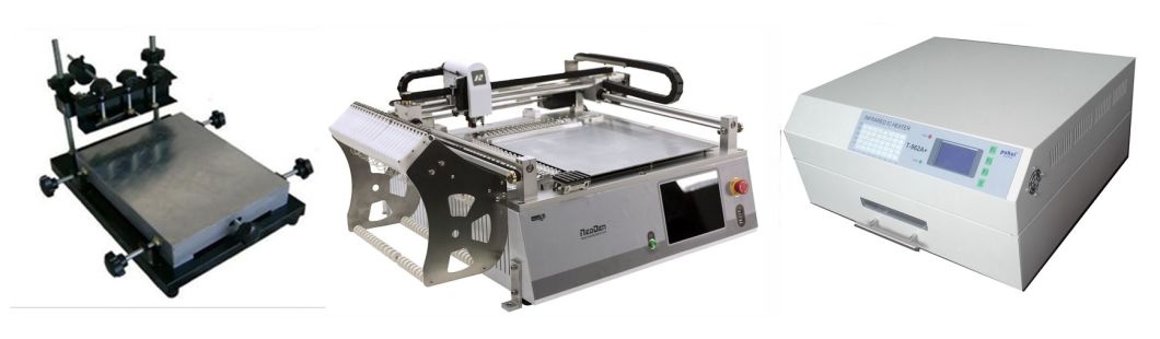 Benchtop SMD PCB Assembly Line Neoden3V Chip Mounter, Stencil Printer and Small Reflow Oven