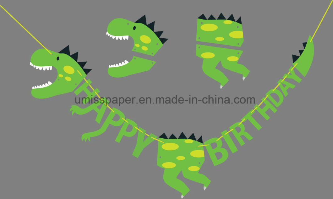 Umiss Paper Bunting Dinosaur Happy Birthday Banner Party Supplies Decorations