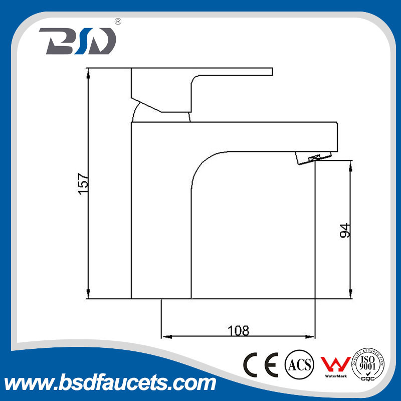 Square Basin Faucet Chrome Brass Single Handle Basin Mixer