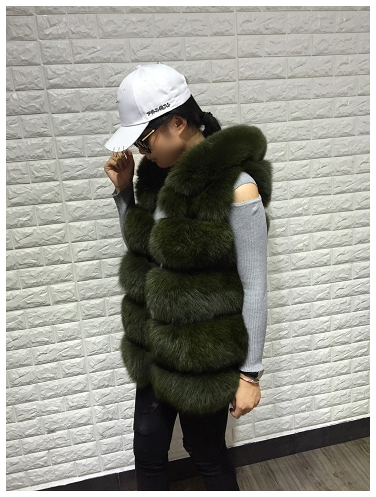 2018 Autumn Winter Fashion Faux Fur Hooded Vest Women Sleeveless Jacket Female Fake Fox Fur Sleeveless Winter Coat Casual Casaco