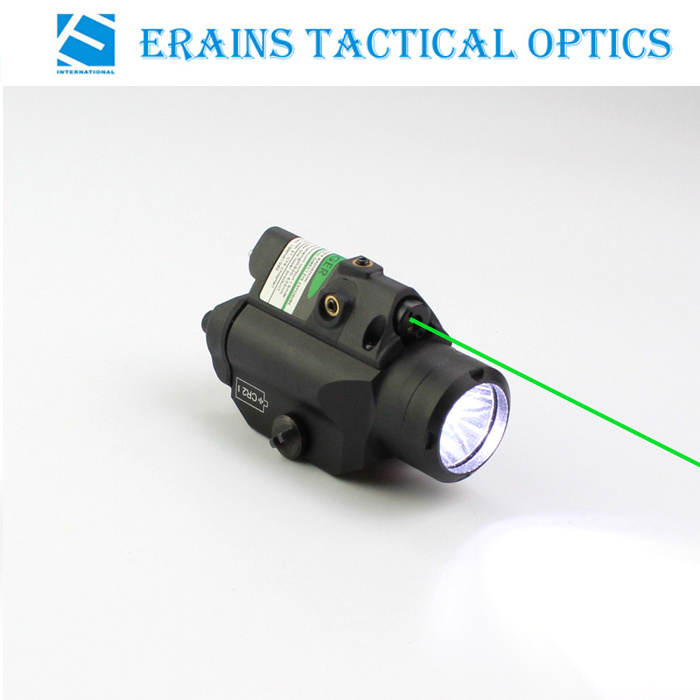 Compact Full Size Pistol Fittable Pressure Pad Switch Attached Tactical Green Laser Sight with 220 Lumens LED Flashlight