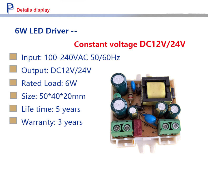 Ce CV 12V 24V 6W 5W 3W LED Power Driver LED Strips Power