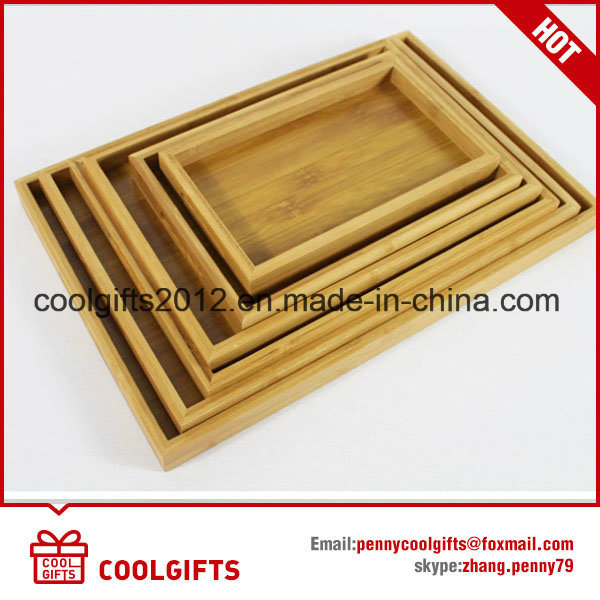 Natural Bamboo Platter Cheap Bamboo Serving Trays with Handles