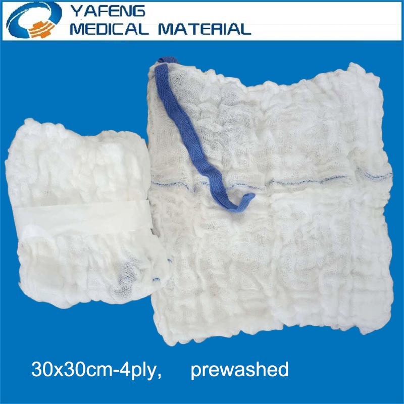 Prewashed Absorbent Lap Sponge 30cmx30cm-4ply with X-ray Detectable