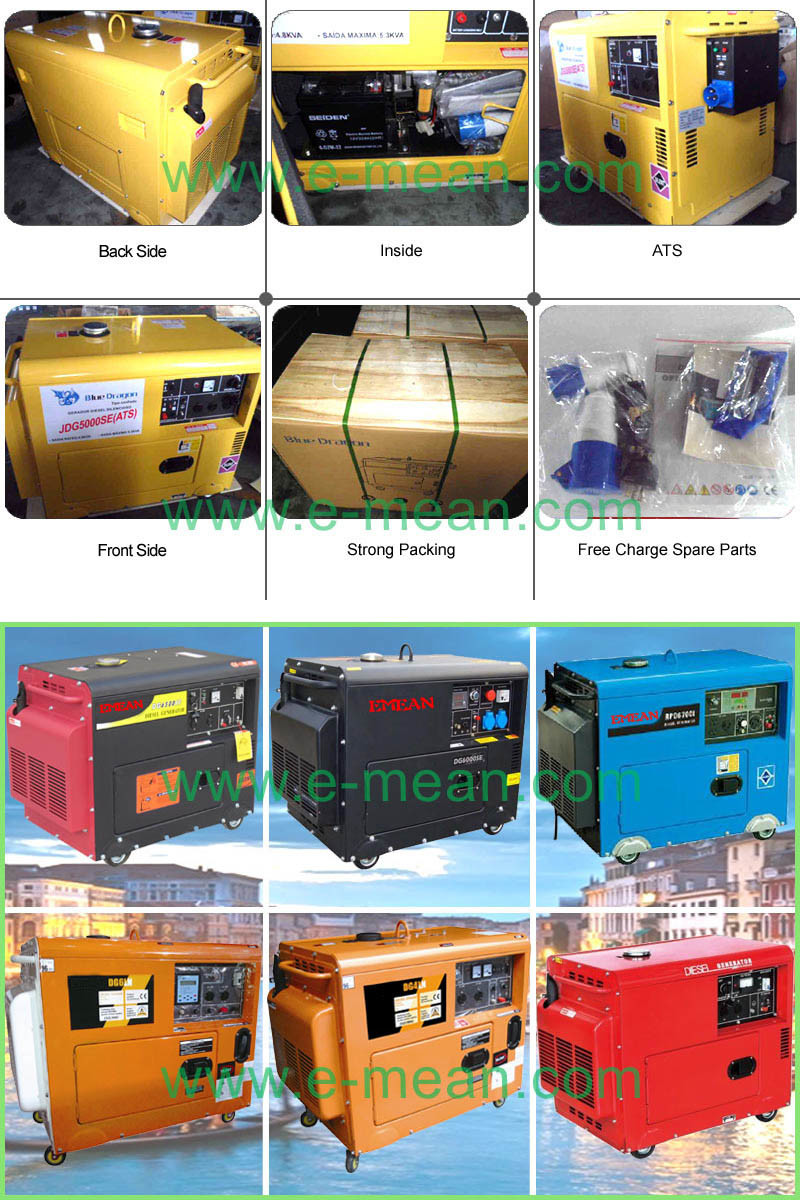 2kVA/3kVA/5kVA/6kVA Key Start Portable Silent Four Stroke Diesel Generator Power