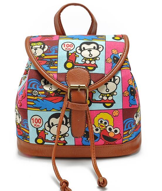 China Wholesale Fashion Lady Canvas Backpack with Leather Side