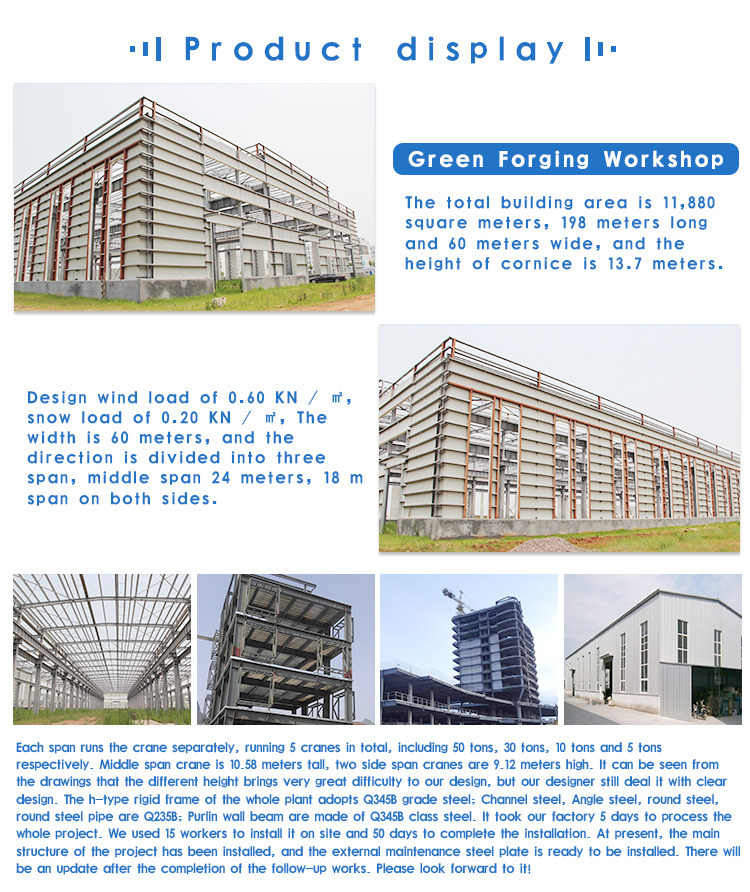 Prefabricated Light Steel Structure Frame Modern Modular Green Forging Workshop