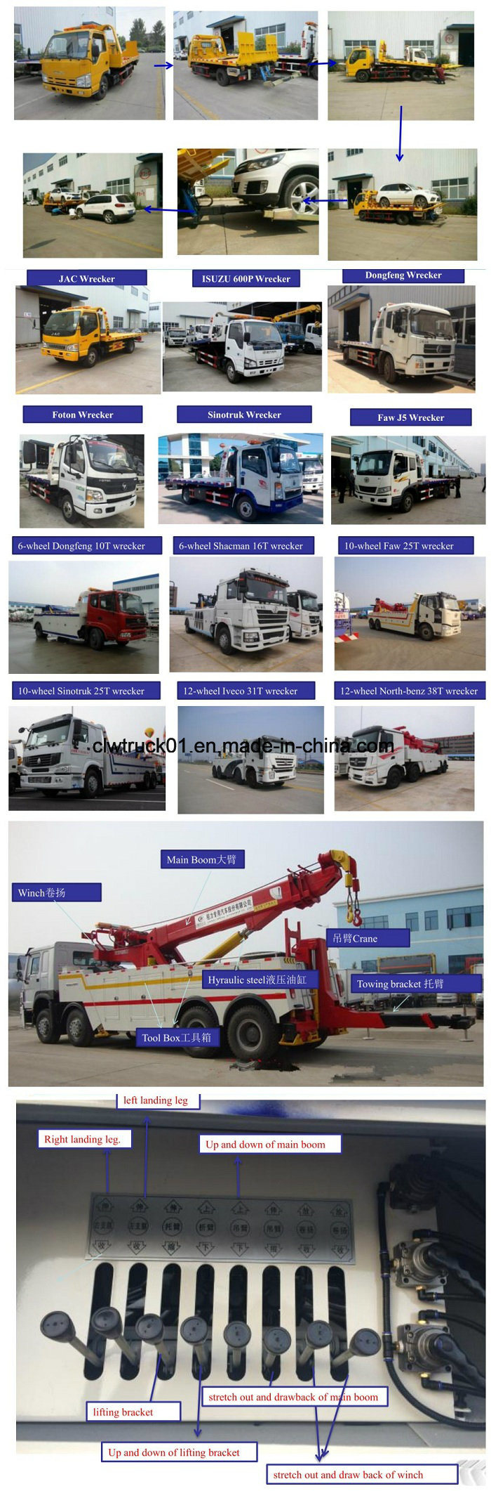 Road Recovery Sinotruk HOWO 6X4 25tons Integrated Tow and Crane Wrecker Truck