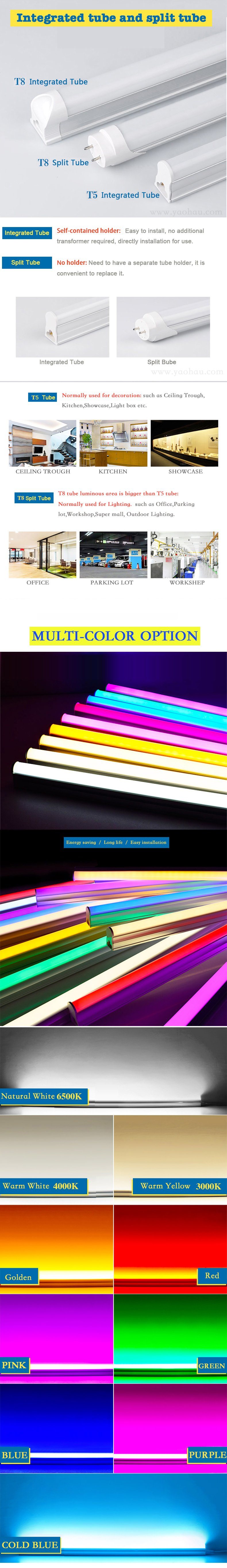 SMD2835 600mm 1200mm T5 T8 LED Light Fluorescent Tube 18W for Indoor Lighting