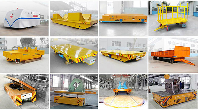 Heavy Duty Material Handling Electric Flat Transfer Cart on Rails