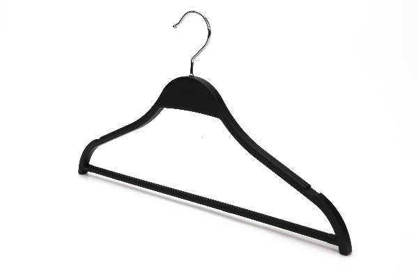 Zara Shape Black Plastic Laminated Hanger for Clothes