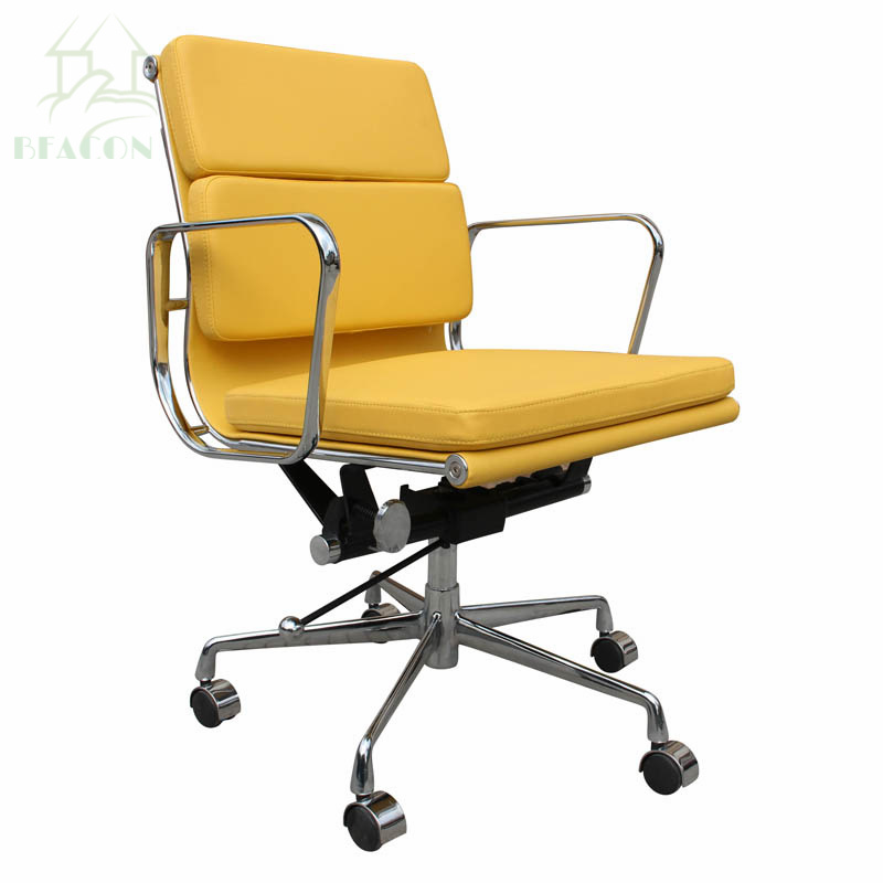 Modern Leisure Yellow PU MID Soft Back Pad Office Chair