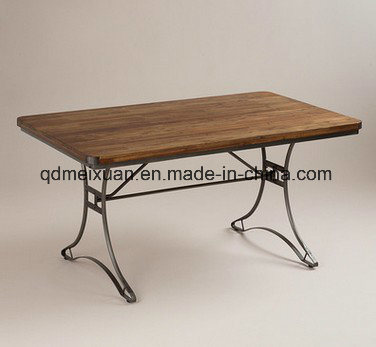 American Country Desk Restaurant Cafe, Solid Wood Tables Wrought Iron Solid Wood Table (M-X3291)