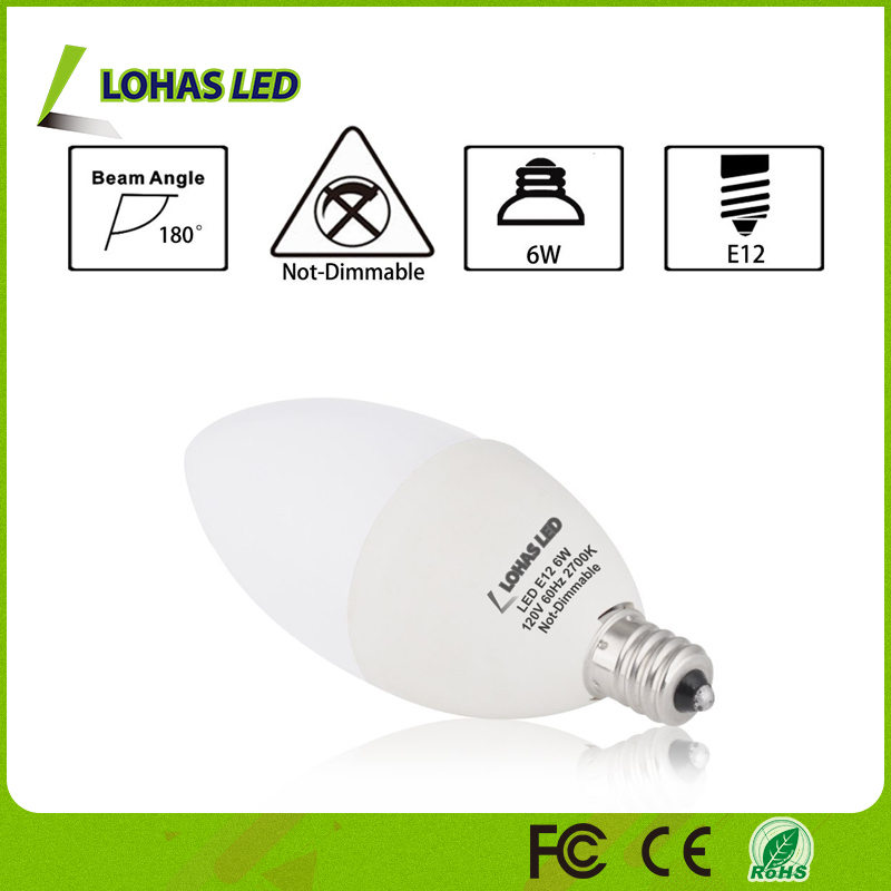 2017 Concise 6W (60W Halogen Bulb Equivalent) E12 LED Candle Light Bulb