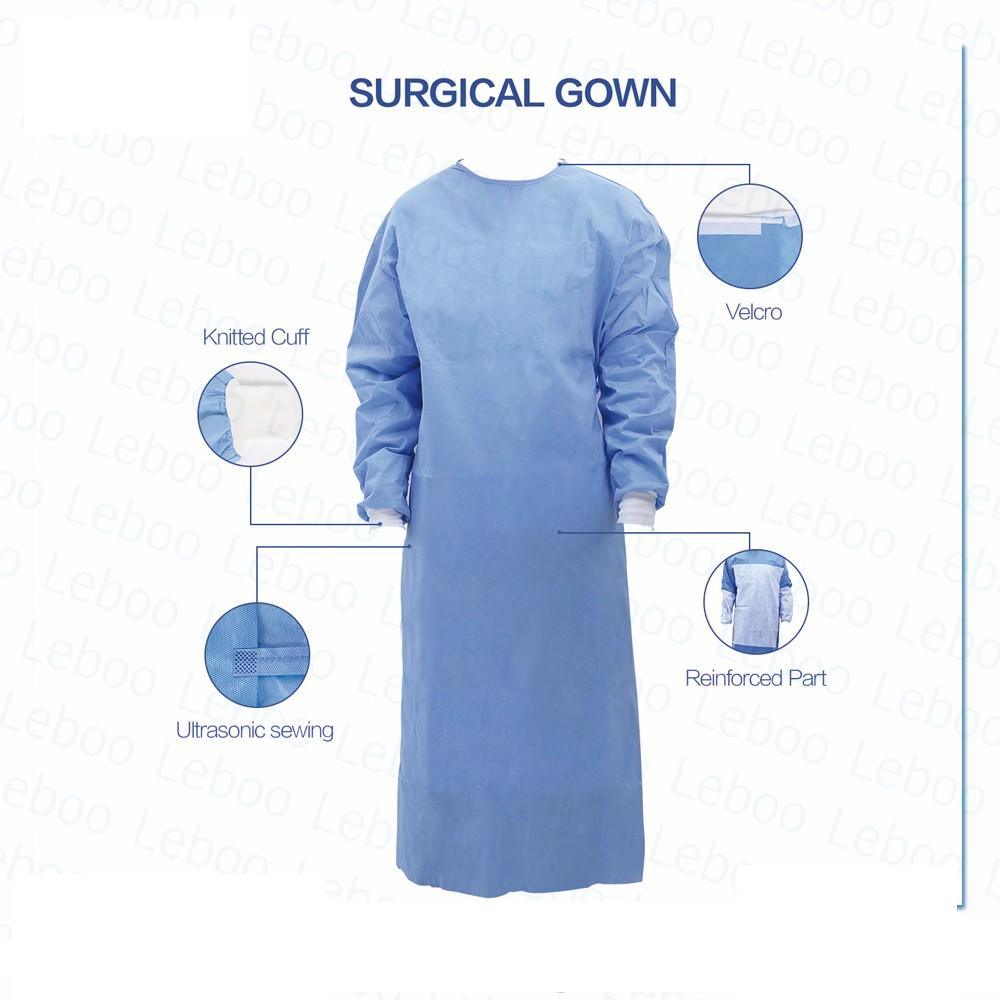 Sterile Reinforced Nonwoven SMS Disposable Surgical Gown