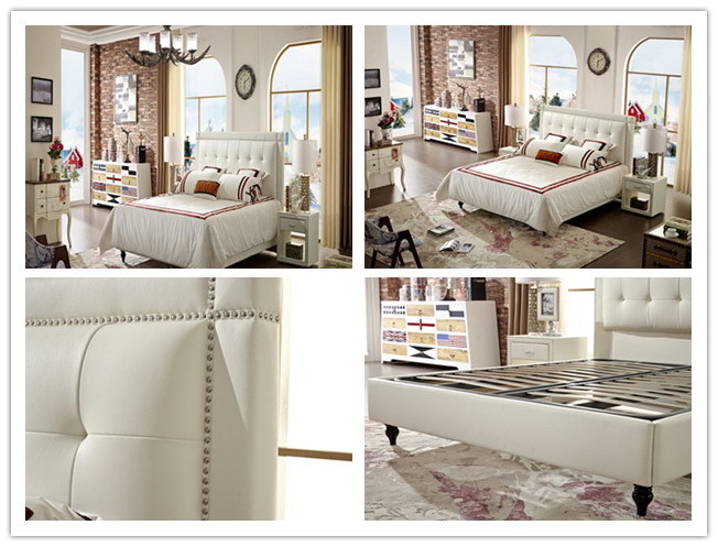 Modern Soft Bed Leather Headboard Bedroom Furniture Queen Size Bed